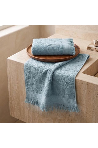 Botti Home %100 Pamuk Jakarlı El Ve Yüz Havlusu Seti 50 X 90 Cm Çeyizlik Saçaklı Havlu 2'li El Ve Yüz Havlusu