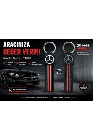 Mercedes Anahtarlık Çizgili , Mercedes Araç Anahtarlık - Mercedes Çift Yönlü Araba Anahtarlığı