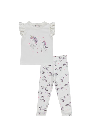 Civil Girls Unicorn Baskılı 2-5 Yaş Takım - Ekru