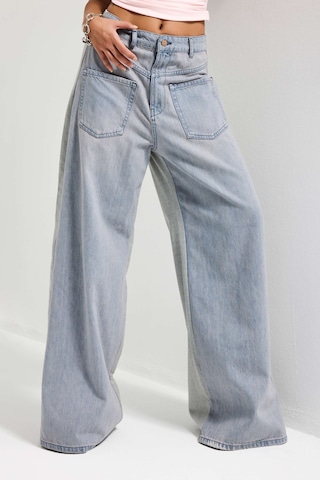 it's basic Kadın Gri Kot 2s6-89 Mega Baggy Çift Parça Önden Cepli Tasarım Denim Jean