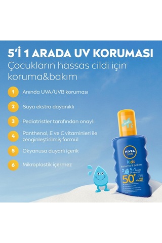 Nıvea Sun Spf50+ Çocuklar İçin Yüksek Güneş Koruyucu Vücut Spreyi 200ml,ekstra Suya Dayanıklı,e& C Vitamini