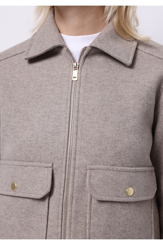 Colins Regular Fit Shirt Neck Fermuarlı Astarsız Kadın Bej Ceket Cl1075714 Q1.v1 Beı Bej