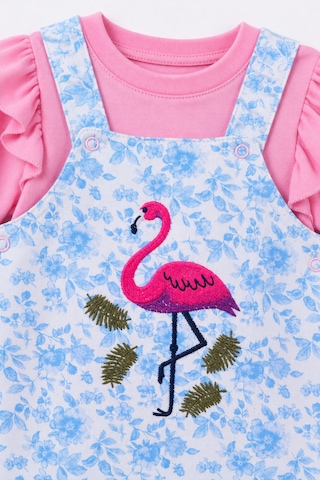 Babyhola Kız Bebek Çocuk Flamingo Salopet Badi Takım 23388 Pudra