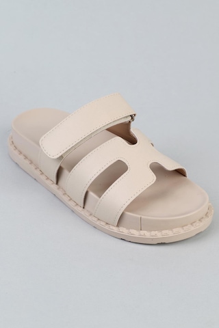 Shoetek İsodora Kadın Terlik Bantlı Bej Deri Bej Cilt Bej