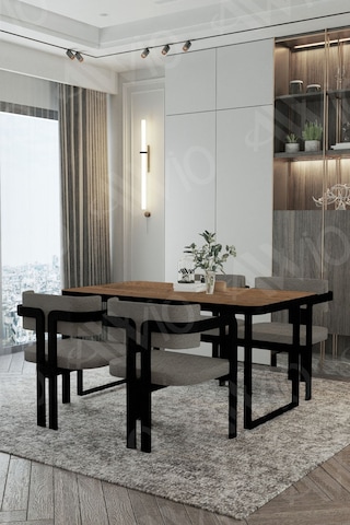 Avvio Roxy Metal Ayak Tokyo Demonte Sandalye 80x120 Yemek Masası Mutfak Masası 4 Kişilik Akça