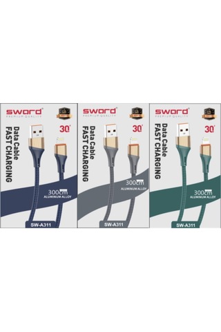 Sword 3 Üç Metre Apple Uyumlu iOS iPhone Hızlı Şarj Ve Data Kablosu