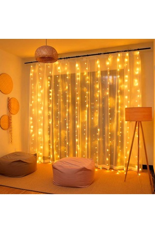 Mufunye 600 Led'li 6m X 3m Usb Kumandalı Led Bayram Dekorasyon Işık Zinciri Beyaz