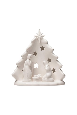 Creative Co-op U X 10,16 Cm G X 13,24 Cm Y Ağaç Ve Kesimli, Beyaz Figürler Ve Heykelcikler, Çoklu Seramik