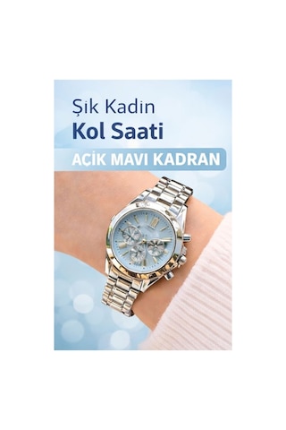 Roma Rakamlı Çelik Çizilmez Kordonlu Kadın Kol Saati Mavi - 867551585 Gri