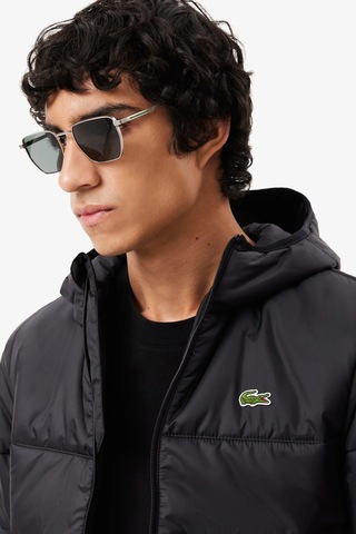 Lacoste Water Resistant Syntehic Fill Jacket Sabit Kapüşonlu Su İtici Erkek Mont Siyah