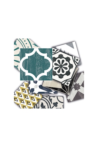 Tink Kendinden Yapışkanlı Retro Yeşil Desenli Pvc Karo Kaplama 10x10 Cm 20'li Paket
