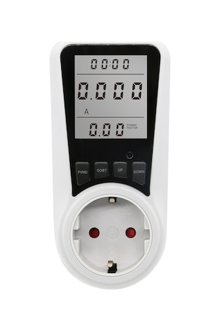 Skycity Beyaz Evrensel Akıllı Prizi - Enerji Tüketim Ve Maliyet Ölçer, Büyük Ekran Göstergesi, Ac230v-250v, 16a Maksimum Akım