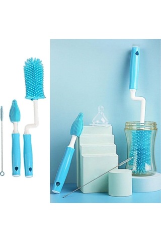 Tr Silikon Uçlu Ekstra Yumuşak Kıllı Kavanoz Bardak Şişe Ve Biberon Temizleme Fırçası