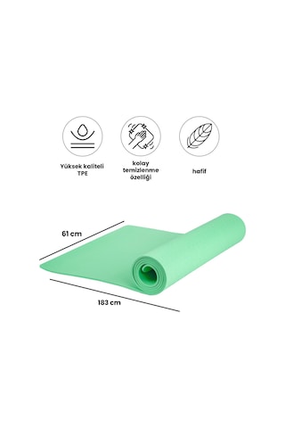 Yumuşak Ve Kaymaz Yüzeyli Yoga & Pilates Matı - 6mm Kalınlık, Hafif Ve Taşınabilir Spor Matı Yeşil