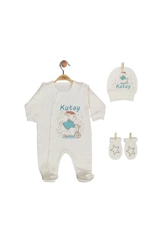 Pia Baby Gl 1926-02 İsme Özel Beşli Tulum Set Mavi