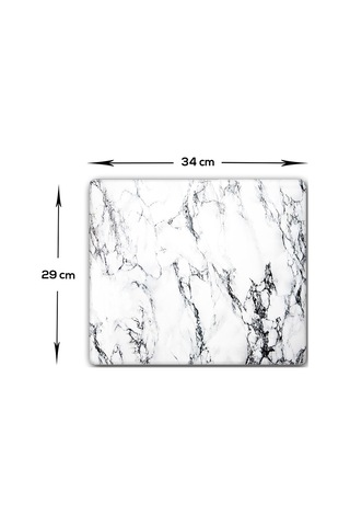 Decorita Beyaz Mermer Görünümlü Cam Kesme Tablası 29 x 34 CM