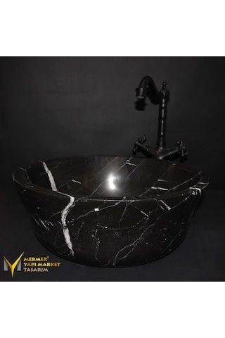 Toros Siyah Mermer Dizayn Çanak Lavabo