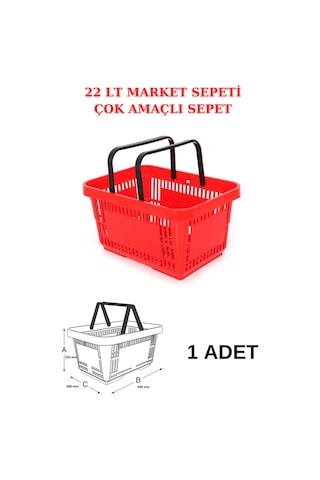 22 Litre Market Sepeti, Alışveriş Sepeti, Saplı Market Sepeti
