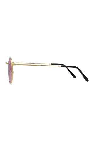 Polarize Yuvarlak Retro Gözlük Altın Çerçeve Pembe Aynalı Cam Güneş Gözlüğü Diğer