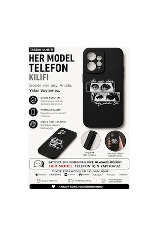 Redmi Note 13 Uyumlu Gözler Asla Yalan Söylemez Baskılı Siyah Silikon Telefon Kılıfı Siyah