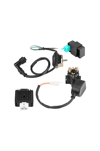 Yaozixa 50-110cc Atv/quad İçin 4'lü Elektrik Seti: Röle, Tam Dalga Düzgücü, 5 Pin Cdı Ve Ateşleme Bobini - Verimlilik Ve Güvenilirlik Artırıcı