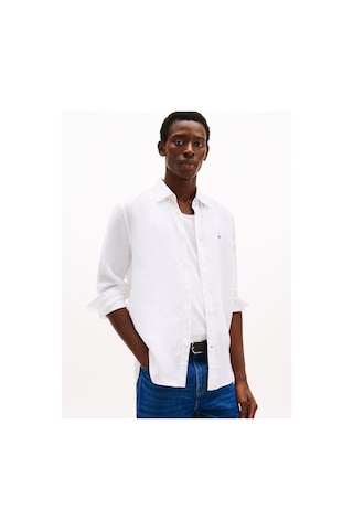 Tommy Hilfiger Pıgment Dyed Lı Solıd Rf Shırt Erkek Beyaz Gömlek - Mw0mw34602