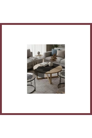 Storeşahin Salon Takımı Angles Çeyizlik Siyah Runner Set 5 Parça İşlemeli Ranır Masa Sehpa Konsol Örtüsü Shn0720