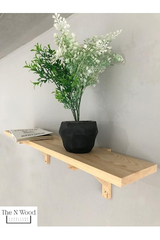 The N Wood Ahşap Kitaplık Duvar Rafı taby