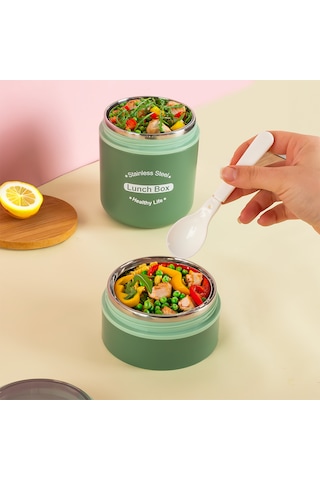 Porsima 66720 Çelik Yemek Termosu Lunch Box Yemek Kabı Yeşil 710m