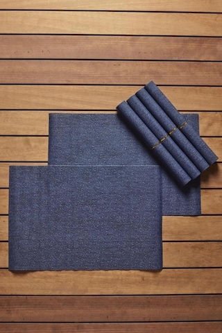 Perotti Bready Hasır Görünümlü 6 Lı Amerikan Servis Lacivert 15298 Lacivert