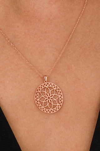 Saenasilver Rose Lotus Çiçeği Gümüş Kolye