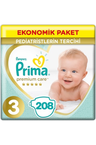 Prima Premium Care 3 Beden Ekonomik Paket 6-10 KG 4 x 52 208 Adet 4'lü