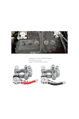 Vkemall Otomotiv Akü Bağlantı Terminaleği, 4 Yollu Hızlı Kesme, A Tipi Polarityli, Bakır Malzeme, Anahtarlı Montaj, 45-200ah Uyumlu