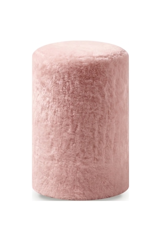 Peluş Puf Ø33x44 Cm Silindir Tabure Makyaj Masası Pufu Kürk Görünümlü Pembe