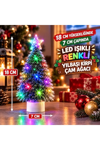 3 Adet Mini Renkli Led Işıklı Yılbaşı Çam Ağacı Işıklı Noel Ağacı Işıklı Kirpi Yılbaşı Ağacı 18 Cm 18.5 CM