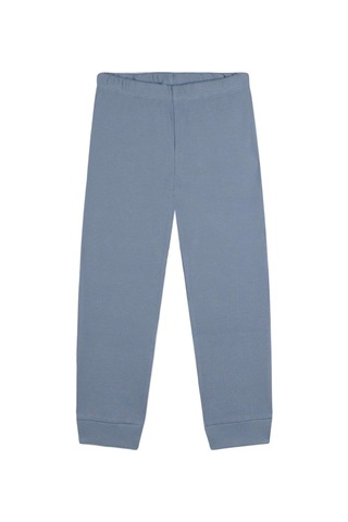 Antebies Organik Mavi Waffle Cuddle Weather Nakışlı Beli Lastikli Uzun Kollu Erkek Çocuk Pijama Takımı