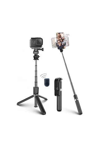 Fotoğraf Makinası Ve Telefon Takılabilen 2si 1 Arada 2.2m Uzayan Selfie Çubuğu Kumandalı Tripod Çok Renkli