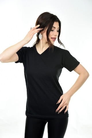 V Yaka Basic Kadın Tişört T-Shirt