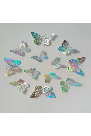 Maiyame 12 Adet Renkli 3d Kelebek Duvar Sticker, Güneş Işığı Yansıtan Dekoratif Ev Aletleri, Oturma Odası Ve Çocuk Odası İçin Kolay Uygulanabilir Duvar Süslemeleri Diğer
