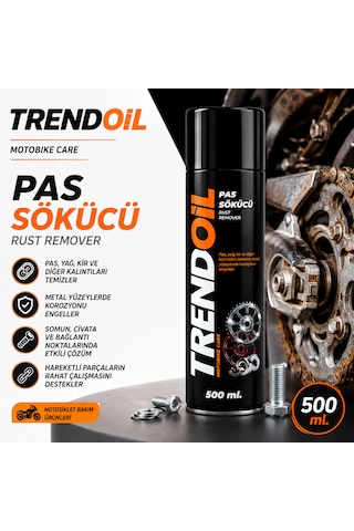 Trendoil Pas Sökücü Sprey 500 Ml Metal Yüzey Pas Ve Kir Temizleyici Sprey Güçlü Formül 30'lu Paket 30 Adet