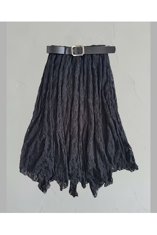 Intive Lingerie Intive Moda Ağır Güpür Dantelli Asimetrik Kesim Astarlı Kemerli M Siyah