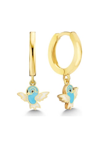 Gümüş Gold Mi Renkli Sallantılı Kuş Kadın Küpe