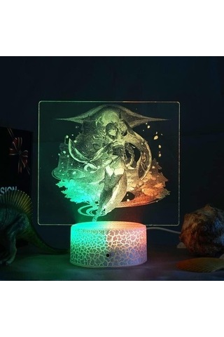 Goldenqian Genshin Darbe Raiden Shogun Anime Figürü 3d Yatak Odası Için Led Lamba Manga Eylem Gece Işıkları Odası Dekor Çocuk Hediye 5ıbv7y Siyah