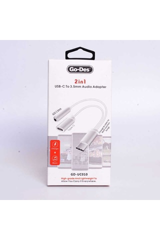 Go Des GD-UC010 2 in 1 Type-C 3.5 mm Aux Kulaklık ve Şarj Dönüştürücü Adaptör - ZORE-257773