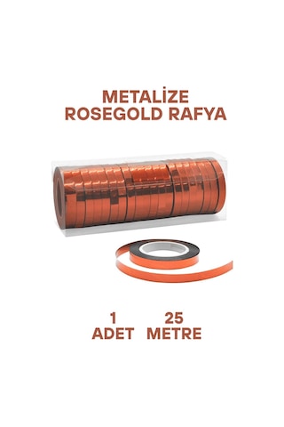 Metalize Parlak Rafya 25 Metre Rose Balon Bağlama İpi