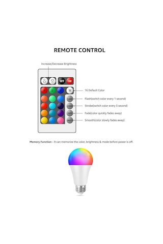9w Rgb Led Ampul Renk Değiştiren Uzaktan Kumandalı Dim Edilebilir Diğer