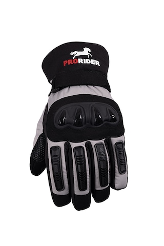 Prd14 Kışlık Gri Uzun Motosiklet Eldiveni Su Geçirmez, Rüzgar Korumalı, Dokunmatik
