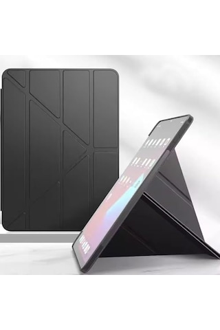Apple iPad Uyumlu Air 11 M2 İçin Kılıf A2902 11 İnç 2024 Kalem Koyma Bölmeli, Stand Olan, Uyku Modlu Silikon Arka Yüzey Suni Arka Kapak