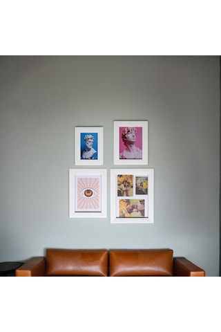 Dekoratif 4'lü Fotoğraf Çerçevesi - Beyaz