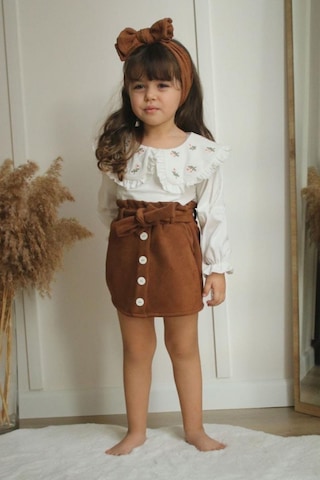 Süet Etek Çiçek Yaka Kız Takım 001